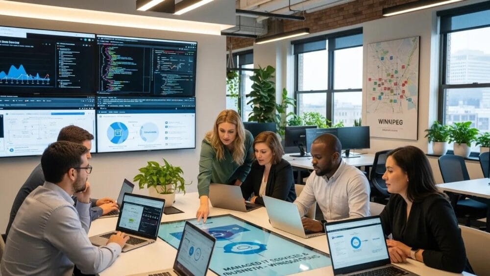 Modern office collaboration showcasing managed IT services in Winnipeg