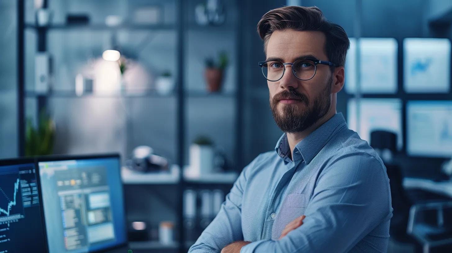 Certified IT consultant displaying qualifications and expertise in a professional setting