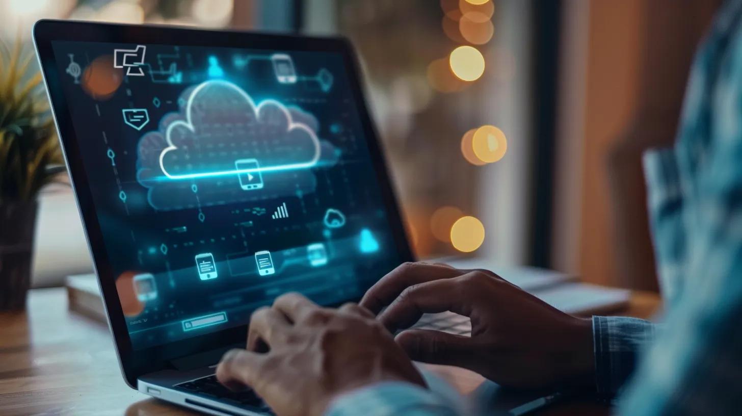 Person using external hard drive and cloud storage for data backup, showcasing effective data protection methods