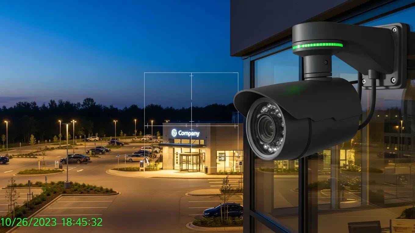 CCTV camera monitoring a commercial property for enhanced security